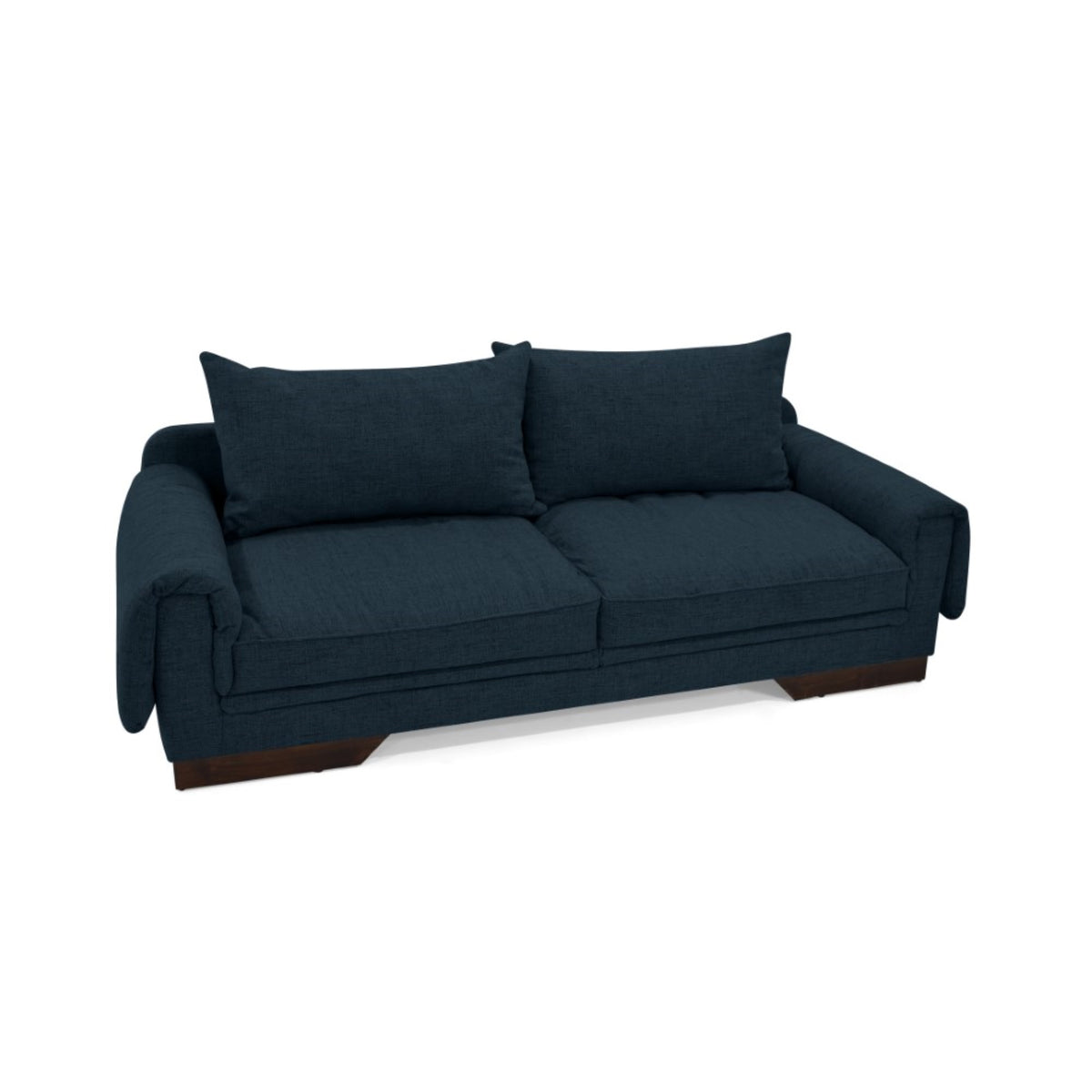 Sofá Daytona Plomo Eureka y Matiz Wengue 218x80cm de Tres Puestos con Apoya Brazos