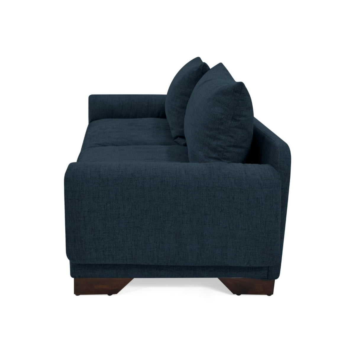 Sofá Daytona Plomo Eureka y Matiz Wengue 218x80cm de Tres Puestos con Apoya Brazos