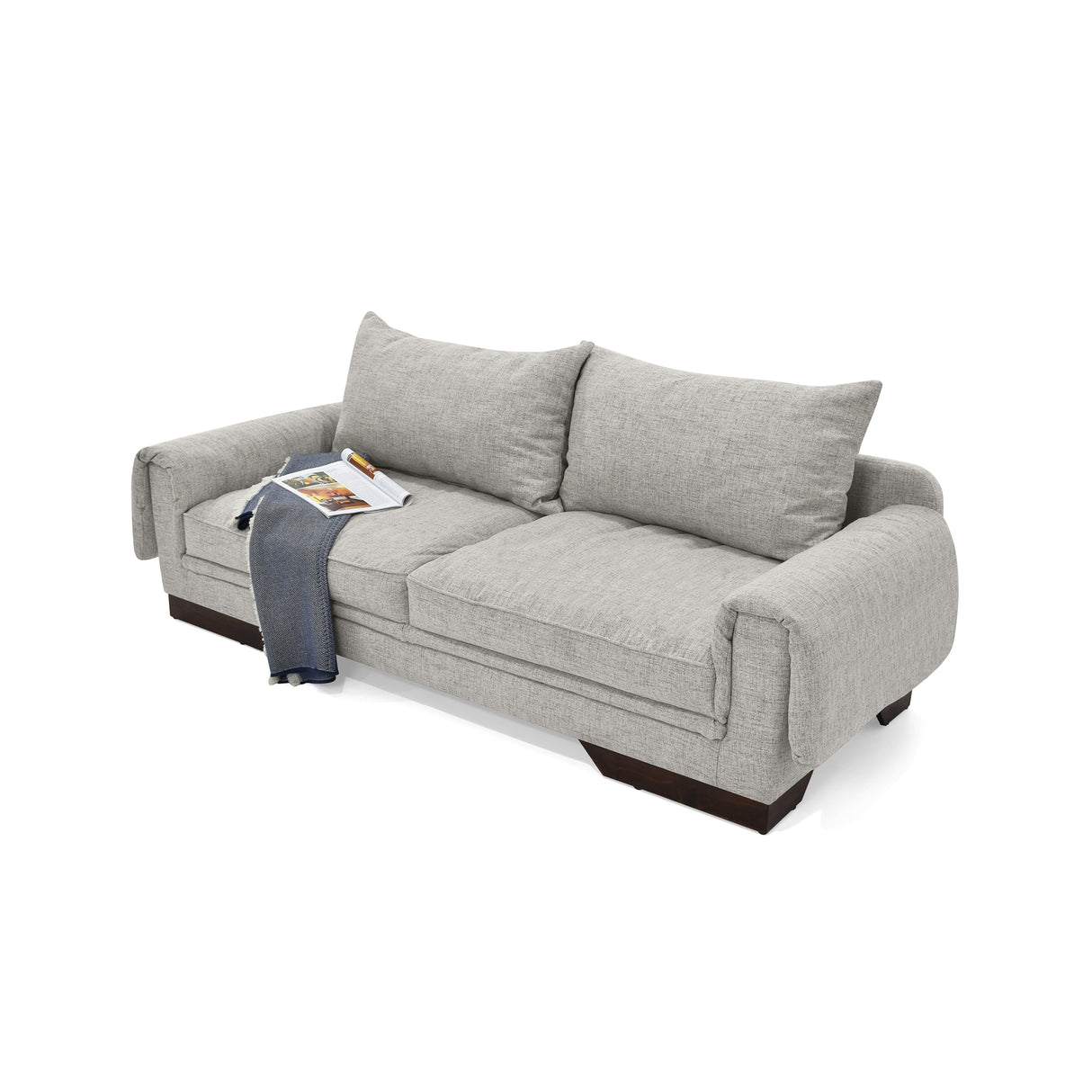 Sofá Daytona Taupe Dicosta y Matiz Wengue 218x80cm de Tres Puestos sin Apoya Brazos