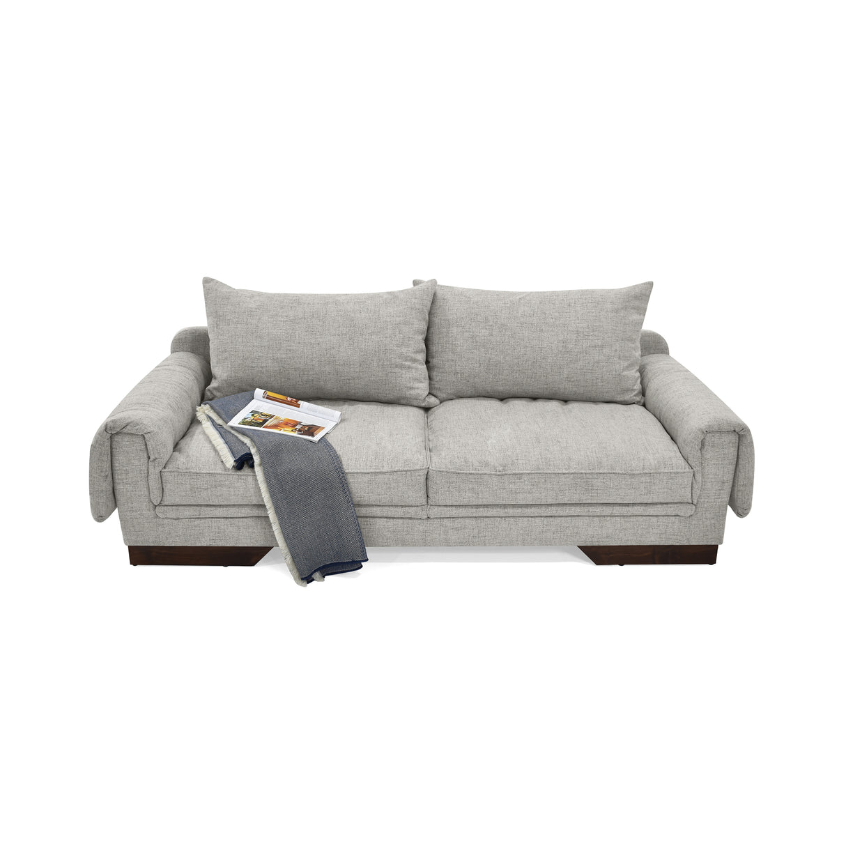 Sofá Daytona Taupe Dicosta y Matiz Wengue 218x80cm de Tres Puestos sin Apoya Brazos