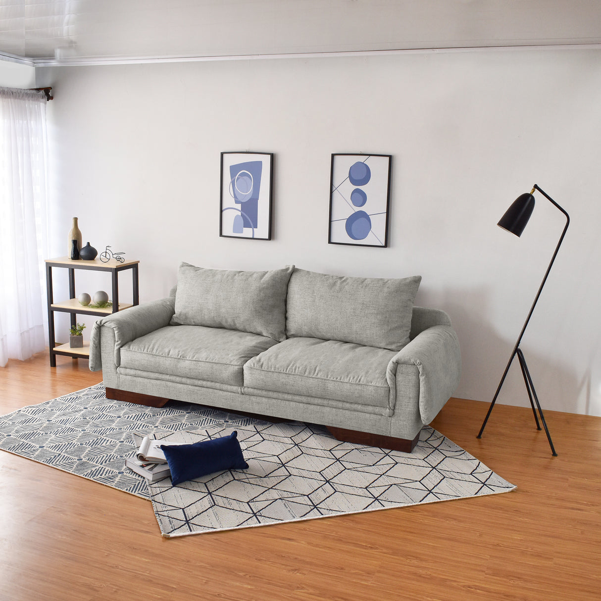 Sofá Daytona Taupe Dicosta y Matiz Wengue 218x80cm de Tres Puestos sin Apoya Brazos