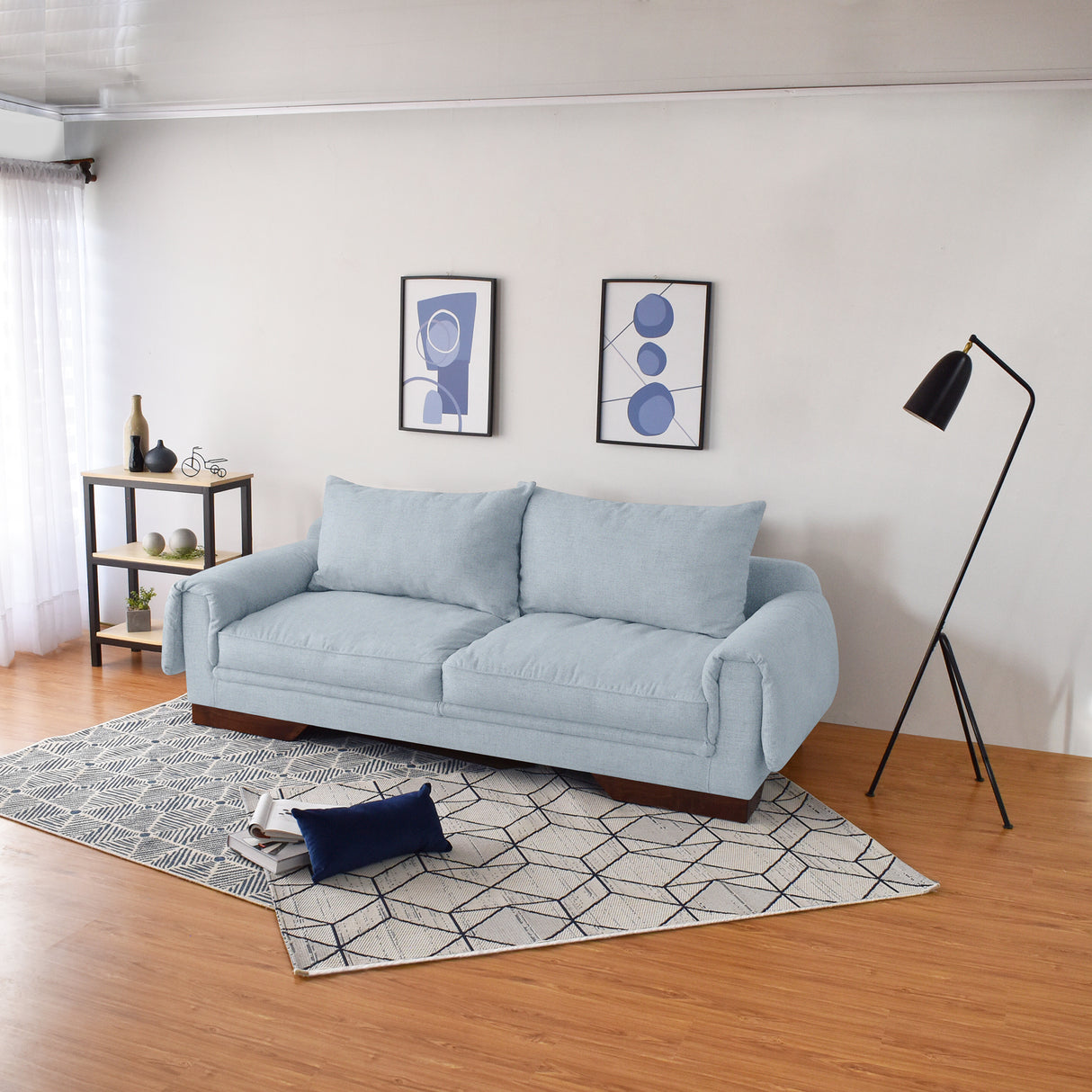 Sofá Daytona Plata Eureka y Matiz Wengue 218x80cm de Tres Puestos sin Apoya Brazos