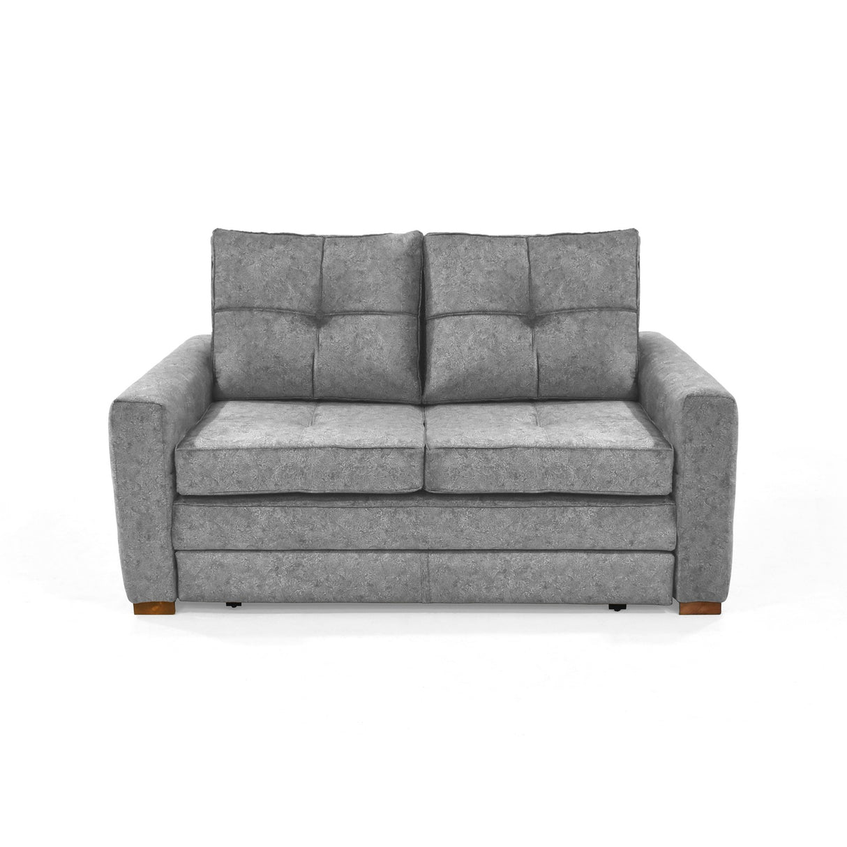 Sofá Cama Doha Gris Sky y Matiz Caoba 150x87cm de Dos Puestos con Apoya Brazos