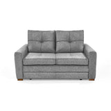 Sofá Cama Doha Gris Sky y Matiz Caoba 150x87cm de Dos Puestos con Apoya Brazos
