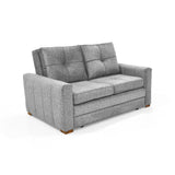 Sofá Cama Doha Gris Sky y Matiz Caoba 150x87cm de Dos Puestos con Apoya Brazos