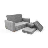 Sofá Cama Doha Gris Sky y Matiz Caoba 150x87cm de Dos Puestos con Apoya Brazos