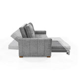 Sofá Cama Doha Gris Sky y Matiz Caoba 150x87cm de Dos Puestos con Apoya Brazos