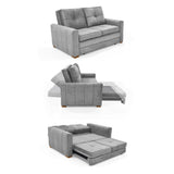 Sofá Cama Doha Gris Sky y Matiz Caoba 150x87cm de Dos Puestos con Apoya Brazos