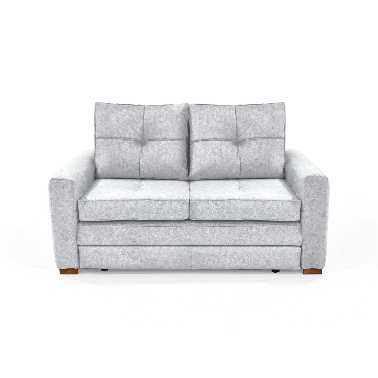 Sofá Cama Doha Plata Sky y Matiz Caoba 150x87cm de Dos Puestos con Apoya Brazos