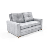 Sofá Cama Doha Plata Sky y Matiz Caoba 150x87cm de Dos Puestos con Apoya Brazos