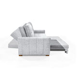 Sofá Cama Doha Plata Sky y Matiz Caoba 150x87cm de Dos Puestos con Apoya Brazos