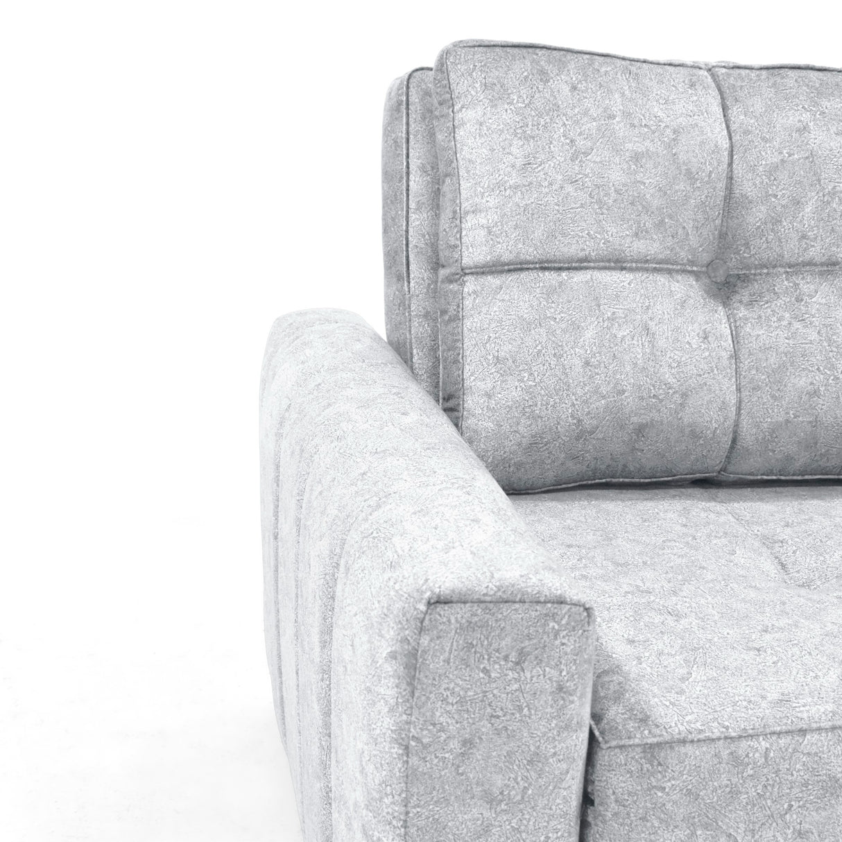 Sofá Cama Doha Plata Sky y Matiz Caoba 150x87cm de Dos Puestos con Apoya Brazos
