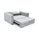 Sofá Cama Doha Plata Sky y Matiz Caoba 150x87cm de Dos Puestos con Apoya Brazos
