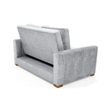 Sofá Cama Doha Plata Sky y Matiz Caoba 150x87cm de Dos Puestos con Apoya Brazos