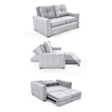 Sofá Cama Doha Plata Sky y Matiz Caoba 150x87cm de Dos Puestos con Apoya Brazos