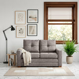 Sofá Cama Doha Taupe Sky y Matiz Caoba 150x87cm de Dos Puestos con Apoya Brazos