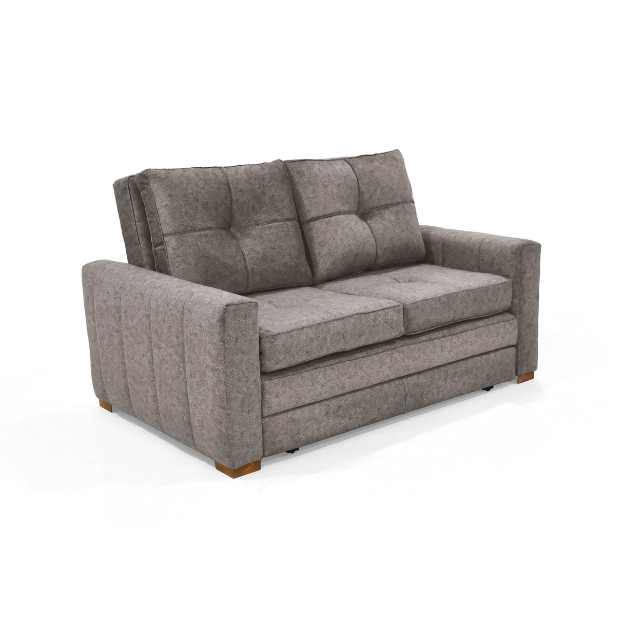 Sofá Cama Doha Taupe Sky y Matiz Caoba 150x87cm de Dos Puestos con Apoya Brazos