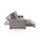 Sofá Cama Doha Taupe Sky y Matiz Caoba 150x87cm de Dos Puestos con Apoya Brazos