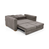 Sofá Cama Doha Taupe Sky y Matiz Caoba 150x87cm de Dos Puestos con Apoya Brazos