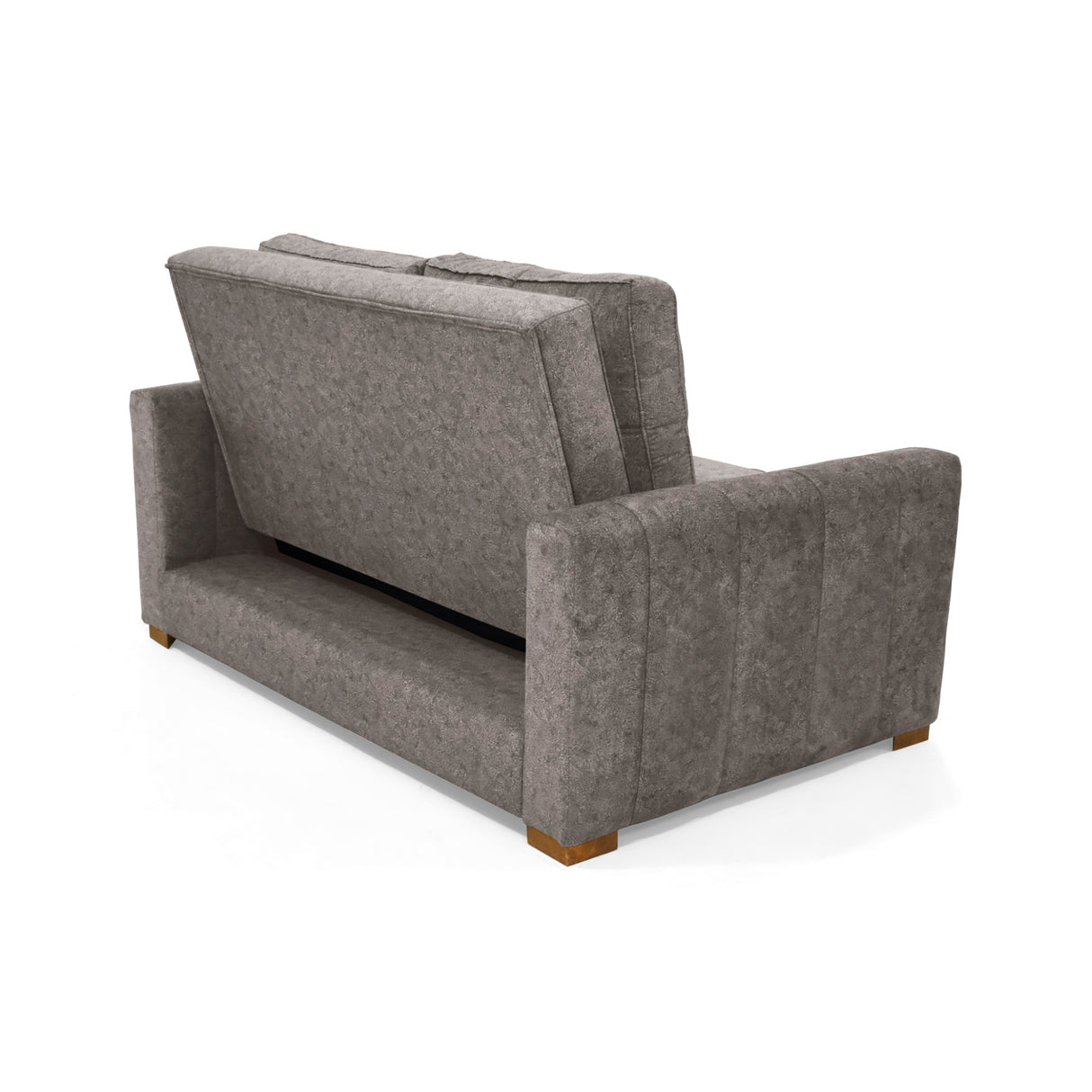 Sofá Cama Doha Taupe Sky y Matiz Caoba 150x87cm de Dos Puestos con Apoya Brazos