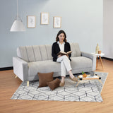 Sofá Cama Dominic Plata Denver y Matiz Natural 206x80cm de Tres Puestos Reclinable con Apoya Brazos