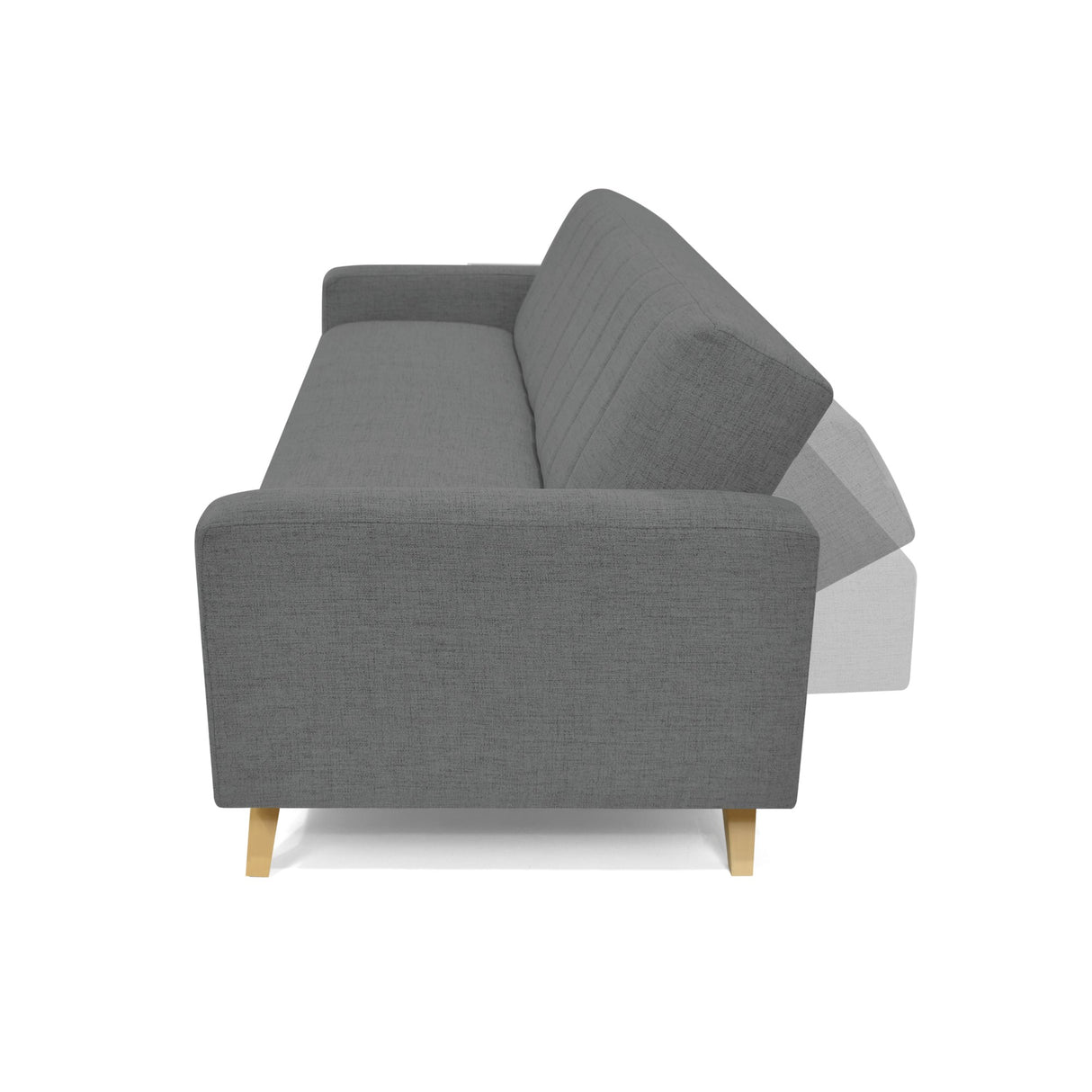 Sofá Cama Dominic Gris Dicosta y Matiz Natural 206x80cm de Tres Puestos Reclinable con Apoya Brazos