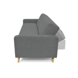 Sofá Cama Dominic Gris Dicosta y Matiz Natural 206x80cm de Tres Puestos Reclinable con Apoya Brazos