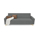 Sofá Cama Dominic Gris Dicosta y Matiz Natural 206x80cm de Tres Puestos Reclinable con Apoya Brazos
