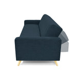 Sofá Cama Dominic Plomo Eureka y Matiz Natural 206x80cm de Tres Puestos Reclinable con Apoya Brazos