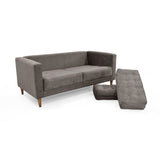 Sofá Donatello Taupe Sky y Matiz Caoba 183x81cm de Tres Puestos sin Apoya Brazos