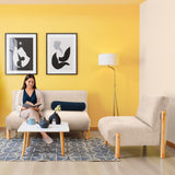 Sofá Dubi Beige Sky y Matiz Natural 123x73cm de Dos Puestos sin Apoya Brazos