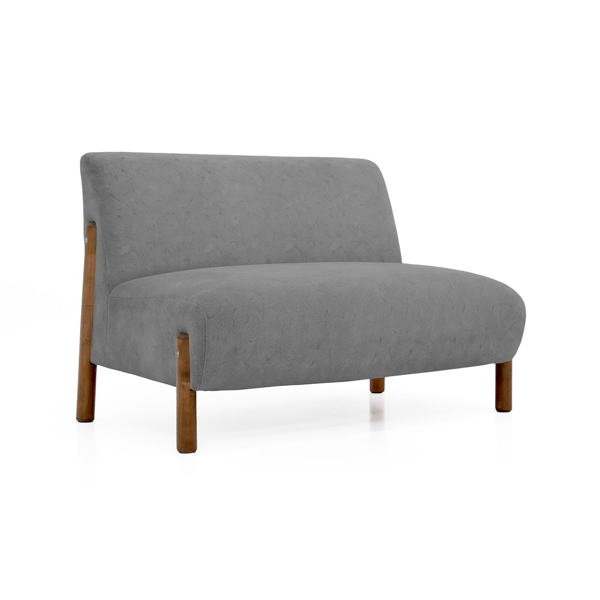 Sofá Dubi Gris Sky y Matiz Caoba 123x73cm de Dos Puestos sin Apoya Brazos