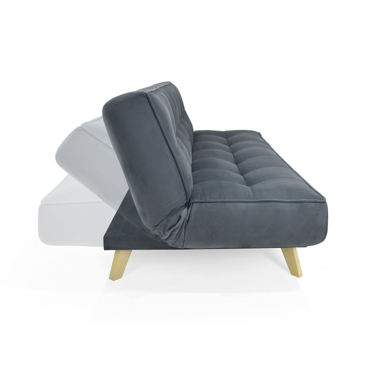 Sofá Cama Gales Gris Denver y Matiz Natural 180x84cm de Tres Puestos Reclinable sin Apoya Brazos