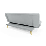 Sofá Cama Gales Plata Denver y Matiz Natural 180x84cm de Tres Puestos Reclinable sin Apoya Brazos