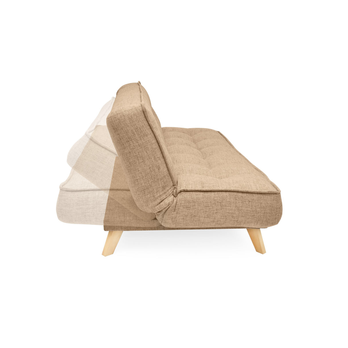 Sofá Cama Gales Beige Dicosta y Matiz Natural 180x84cm de Tres Puestos Reclinable sin Apoya Brazos