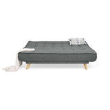 Sofá Cama Gales Gris Dicosta y Matiz Natural 180x84cm de Tres Puestos Reclinable sin Apoya Brazos