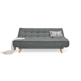 Sofá Cama Gales Gris Dicosta y Matiz Natural 180x84cm de Tres Puestos Reclinable sin Apoya Brazos