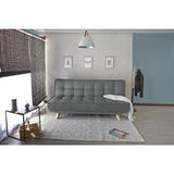 Sofá Cama Gales Gris Dicosta y Matiz Natural 180x84cm de Tres Puestos Reclinable sin Apoya Brazos