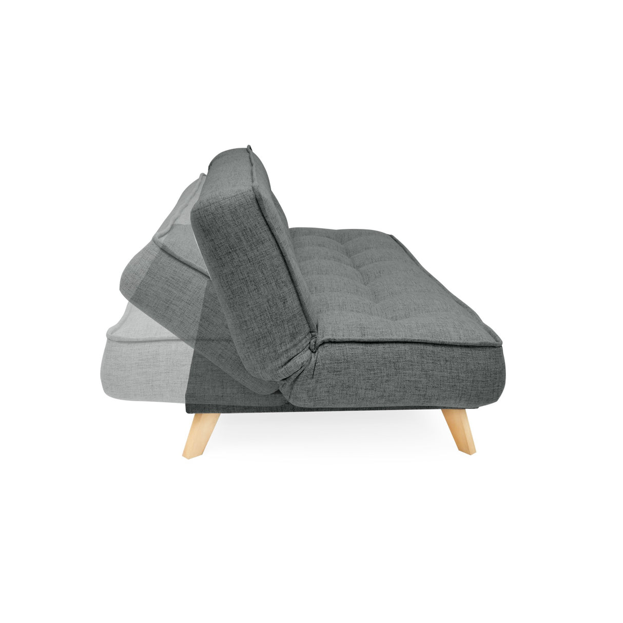 Sofá Cama Gales Gris Dicosta y Matiz Natural 180x84cm de Tres Puestos Reclinable sin Apoya Brazos