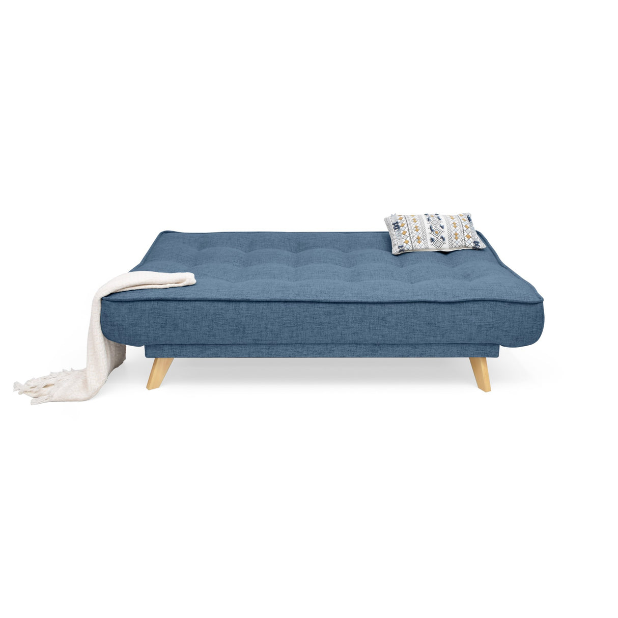 Sofá Cama Gales Índigo Dicosta y Matiz Natural 180x84cm de Tres Puestos Reclinable sin Apoya Brazos