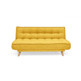 Sofá Cama Gales Mostaza Dicosta y Matiz Natural 180x84cm de Tres Puestos Reclinable sin Apoya Brazos