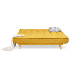 Sofá Cama Gales Mostaza Dicosta y Matiz Natural 180x84cm de Tres Puestos Reclinable sin Apoya Brazos