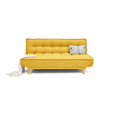 Sofá Cama Gales Mostaza Dicosta y Matiz Natural 180x84cm de Tres Puestos Reclinable sin Apoya Brazos