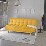 Sofá Cama Gales Mostaza Dicosta y Matiz Natural 180x84cm de Tres Puestos Reclinable sin Apoya Brazos