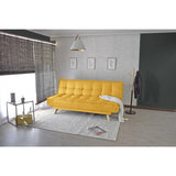 Sofá Cama Gales Mostaza Dicosta y Matiz Natural 180x84cm de Tres Puestos Reclinable sin Apoya Brazos