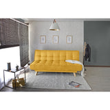 Sofá Cama Gales Mostaza Dicosta y Matiz Natural 180x84cm de Tres Puestos Reclinable sin Apoya Brazos