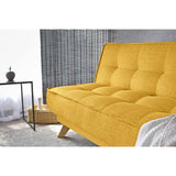 Sofá Cama Gales Mostaza Dicosta y Matiz Natural 180x84cm de Tres Puestos Reclinable sin Apoya Brazos