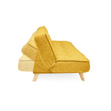 Sofá Cama Gales Mostaza Dicosta y Matiz Natural 180x84cm de Tres Puestos Reclinable sin Apoya Brazos