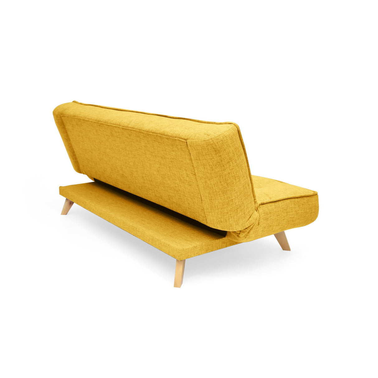 Sofá Cama Gales Mostaza Dicosta y Matiz Natural 180x84cm de Tres Puestos Reclinable sin Apoya Brazos