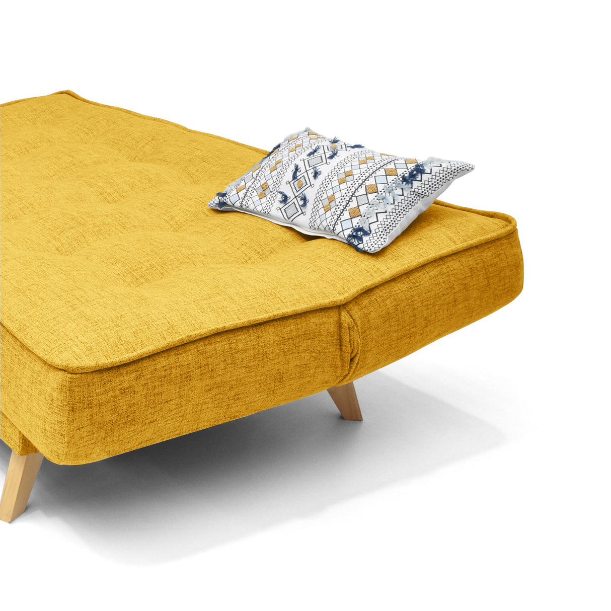Sofá Cama Gales Mostaza Dicosta y Matiz Natural 180x84cm de Tres Puestos Reclinable sin Apoya Brazos